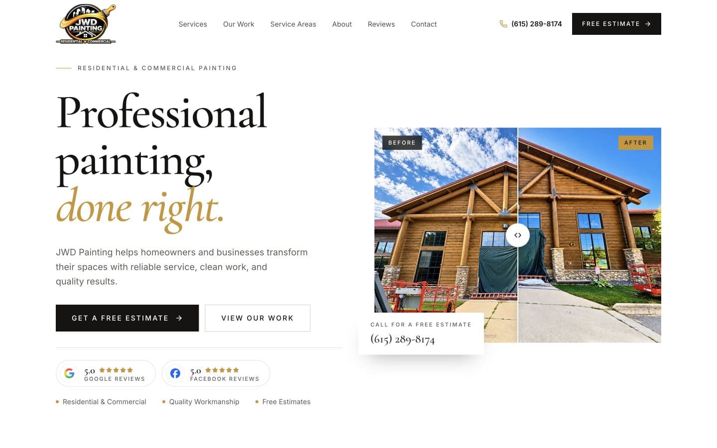 JWD Painting website on desktop