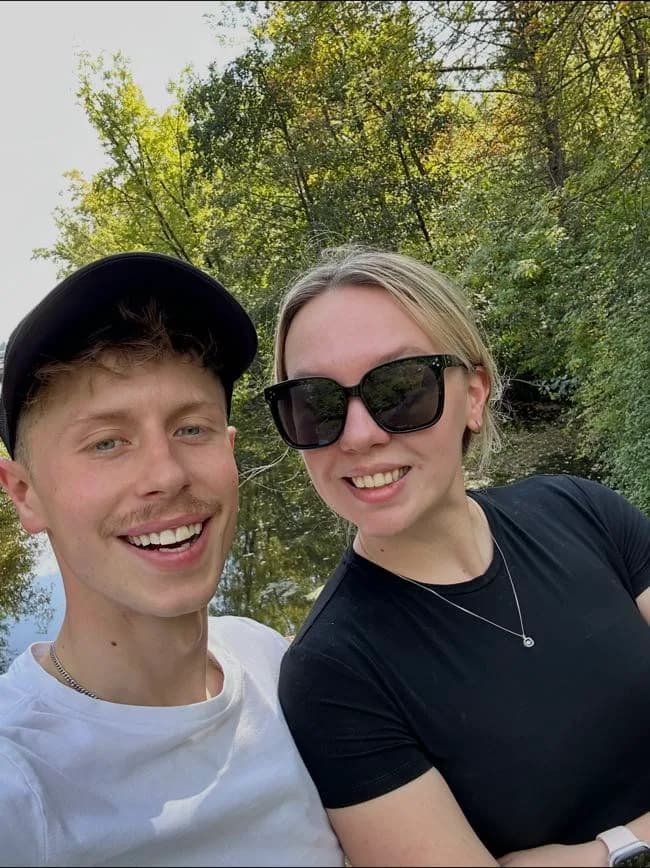 Logen Doiel and his wife Chelsey outdoors in Wisconsin