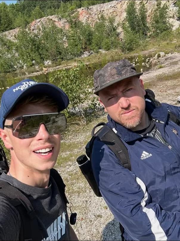 Logen Doiel hiking the Wausau quarry with his friend Matt