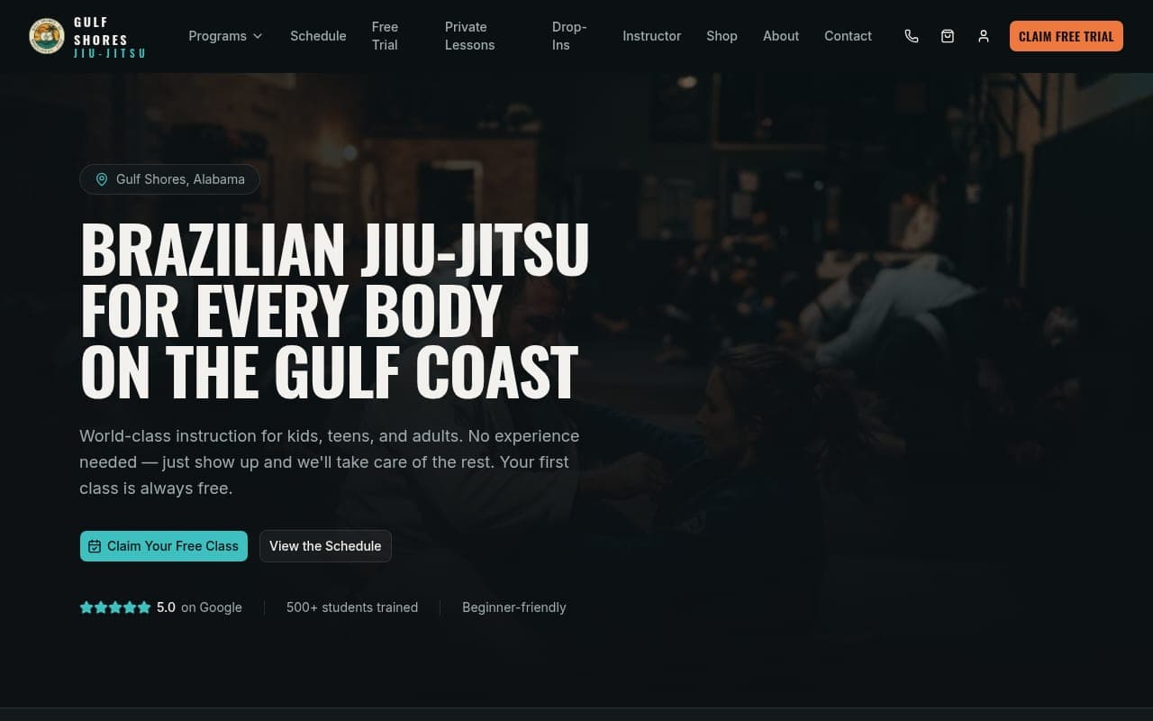 Gulf Shores Brazilian Jiu-Jitsu website by Tech Turtle