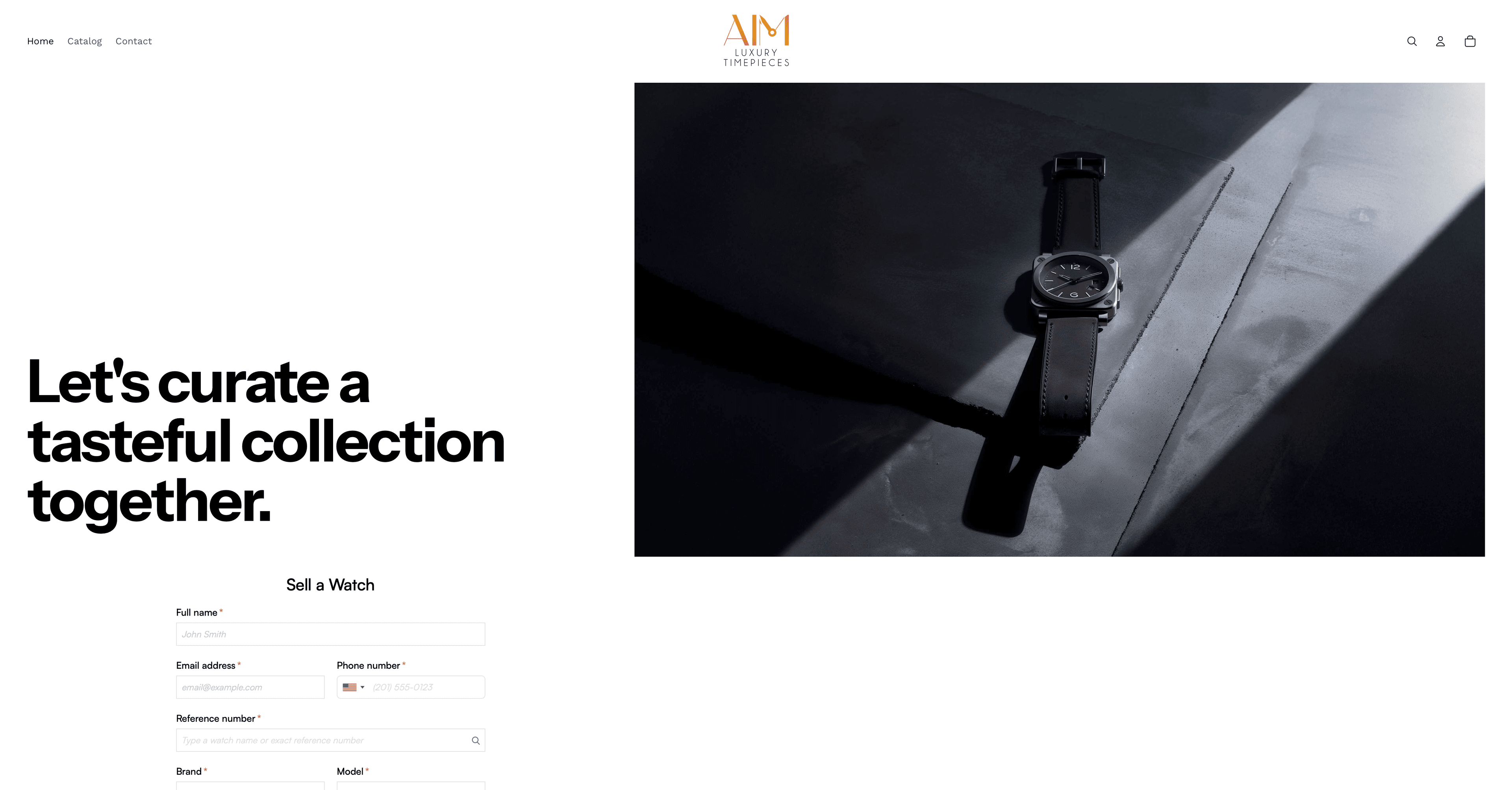 AIM Luxury Timepieces website before, on its old platform