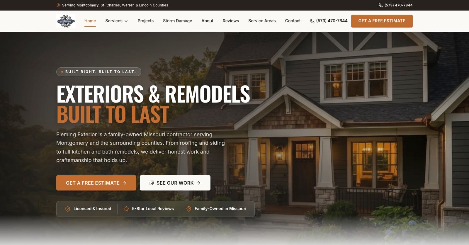 Fleming Exterior LLC website by Tech Turtle