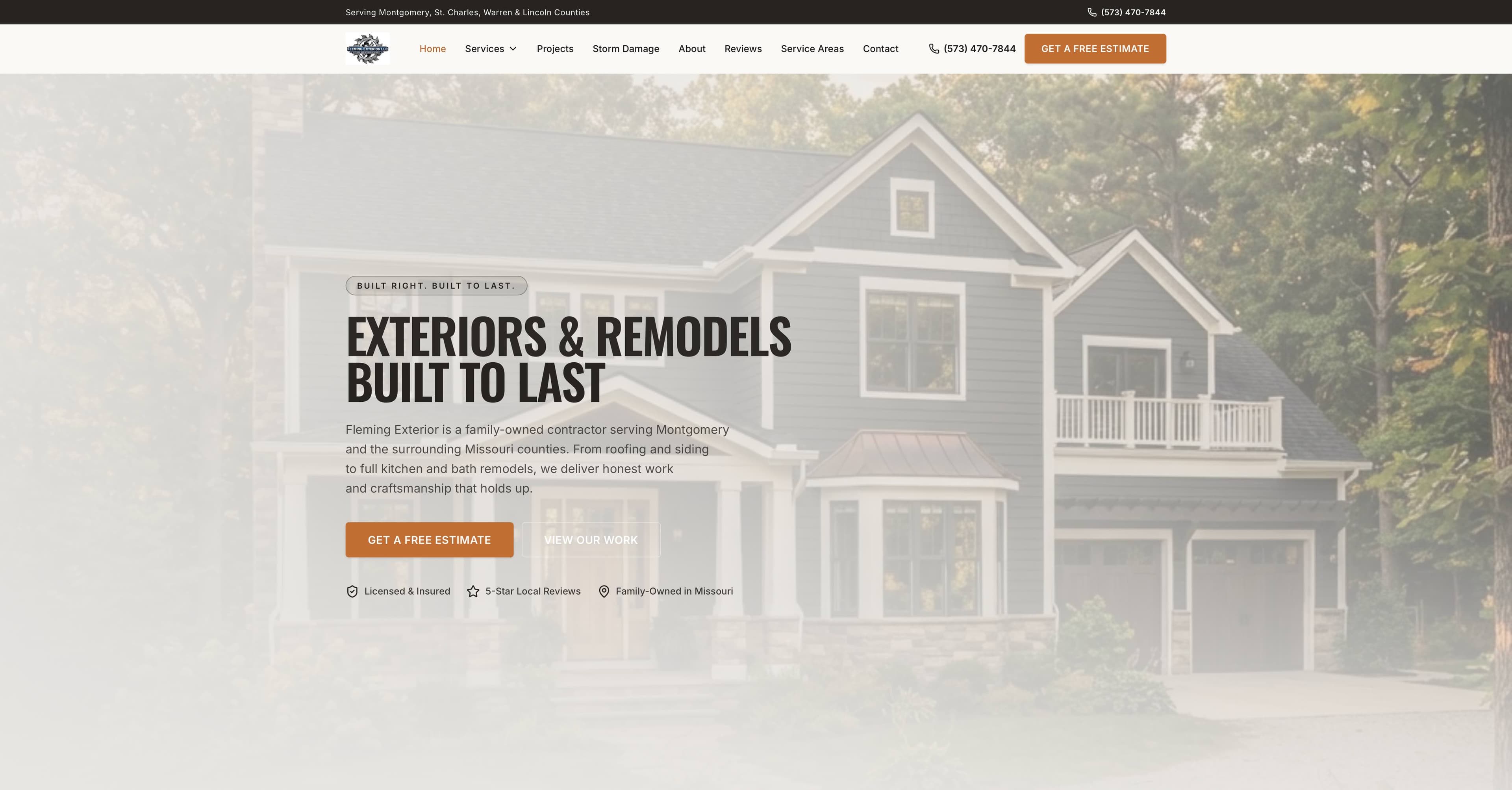 Fleming Exterior LLC website after the Tech Turtle rebuild