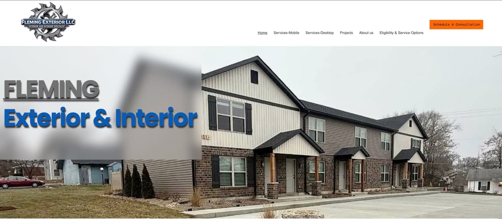Fleming Exterior LLC website before, on its old platform