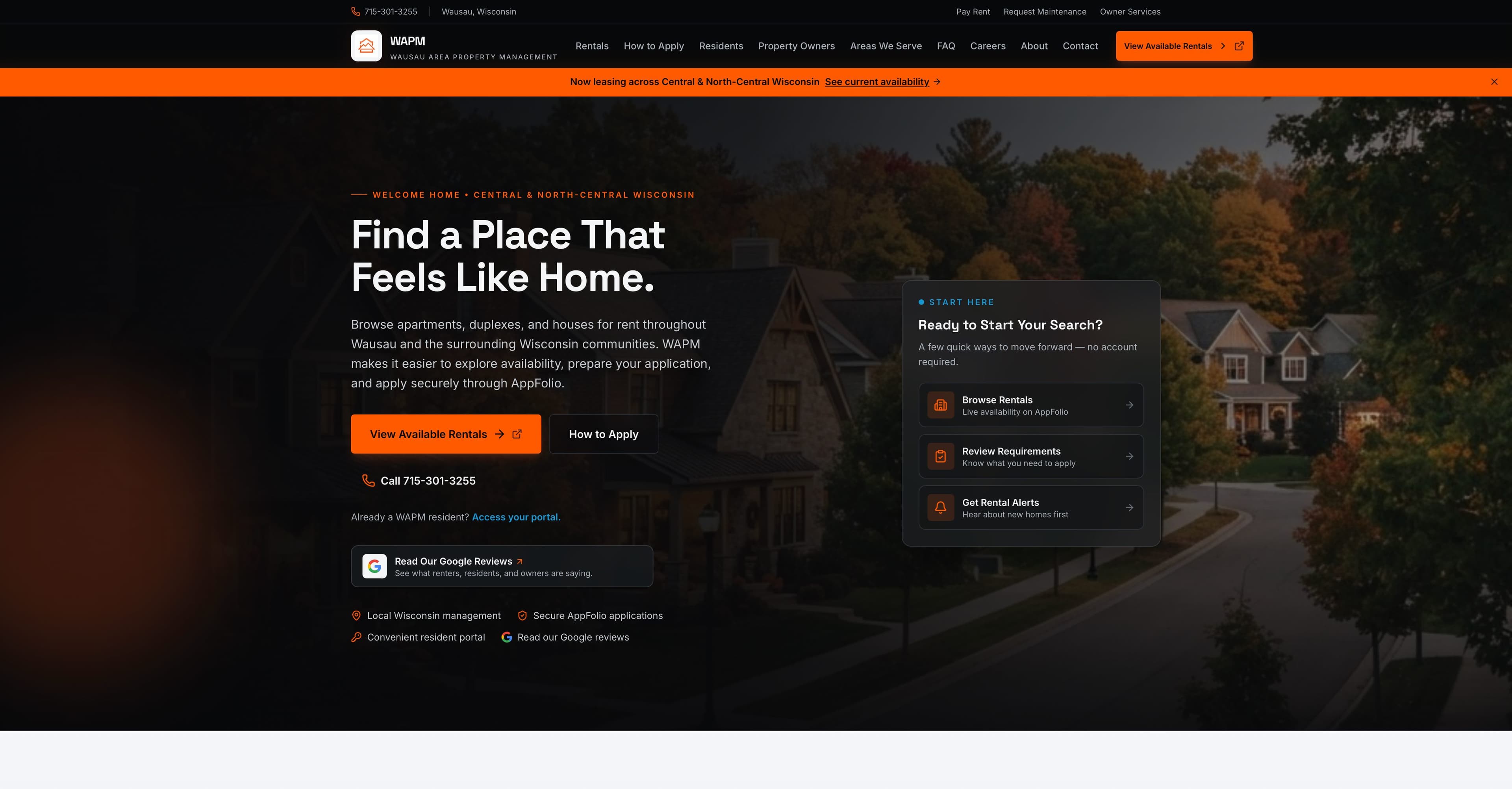 Wausau Area Property Management website by Tech Turtle