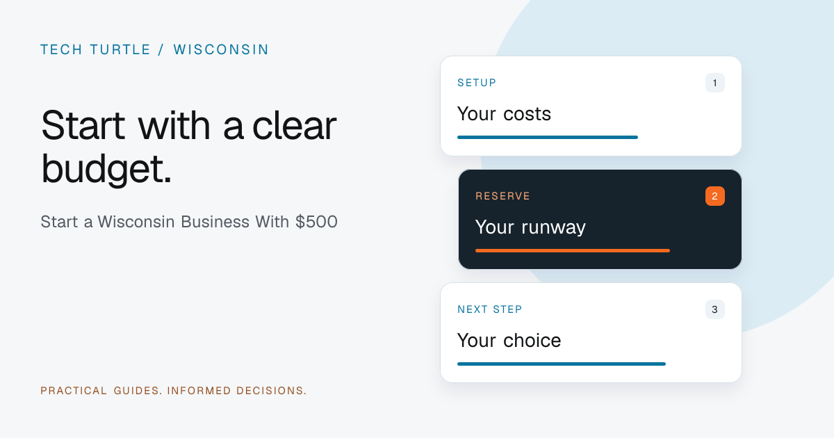 Original Tech Turtle planning illustration for start a wisconsin business with $500