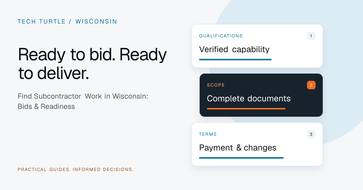 Subcontractor readiness illustration organizing qualifications, project scope and payment terms