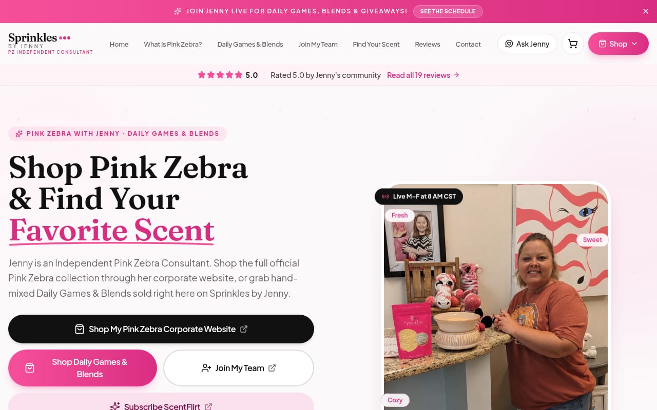 Screenshot of the Sprinkles by Jenny website built by Tech Turtle