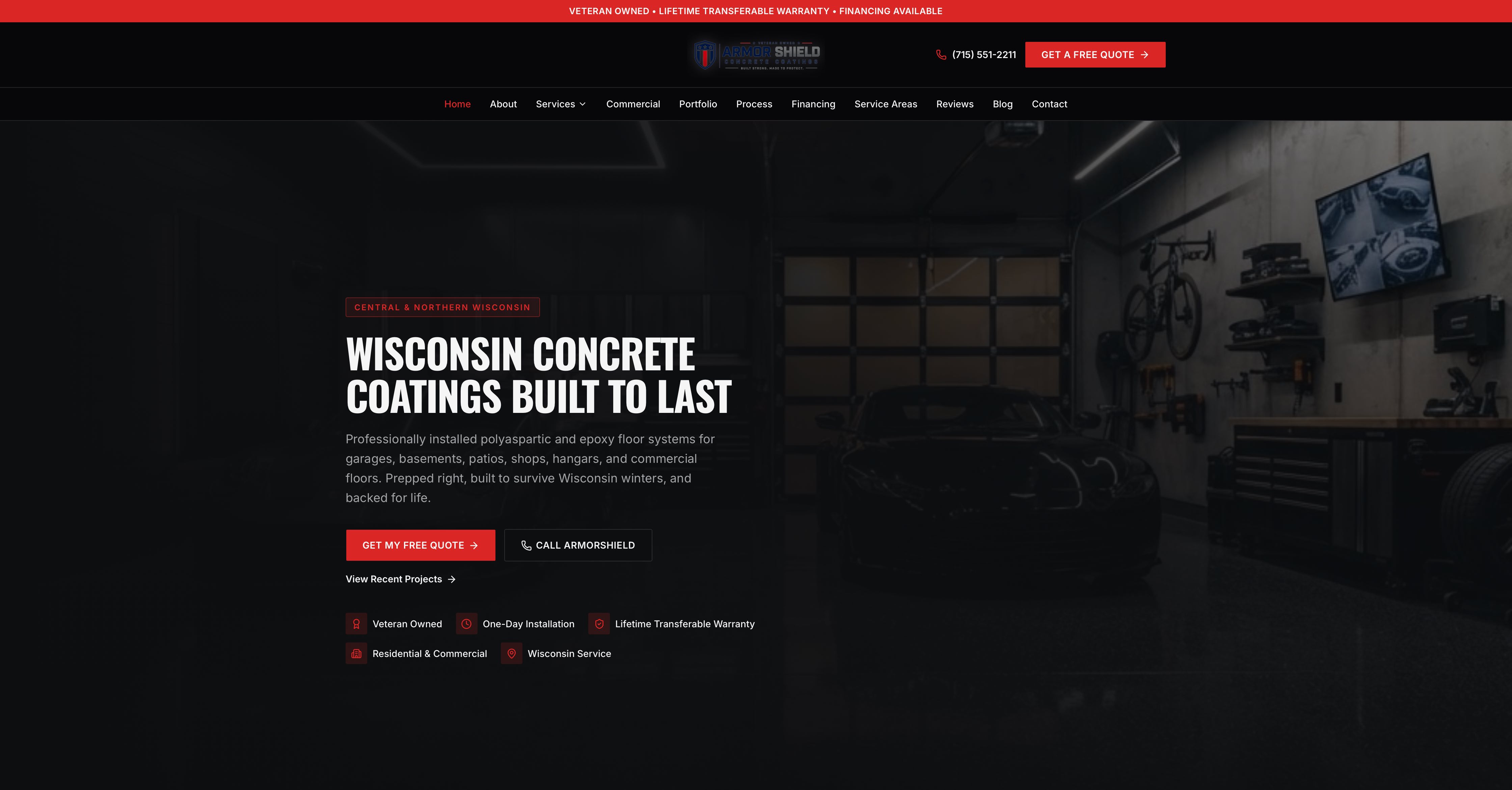 ArmorShield Concrete Coatings website by Tech Turtle